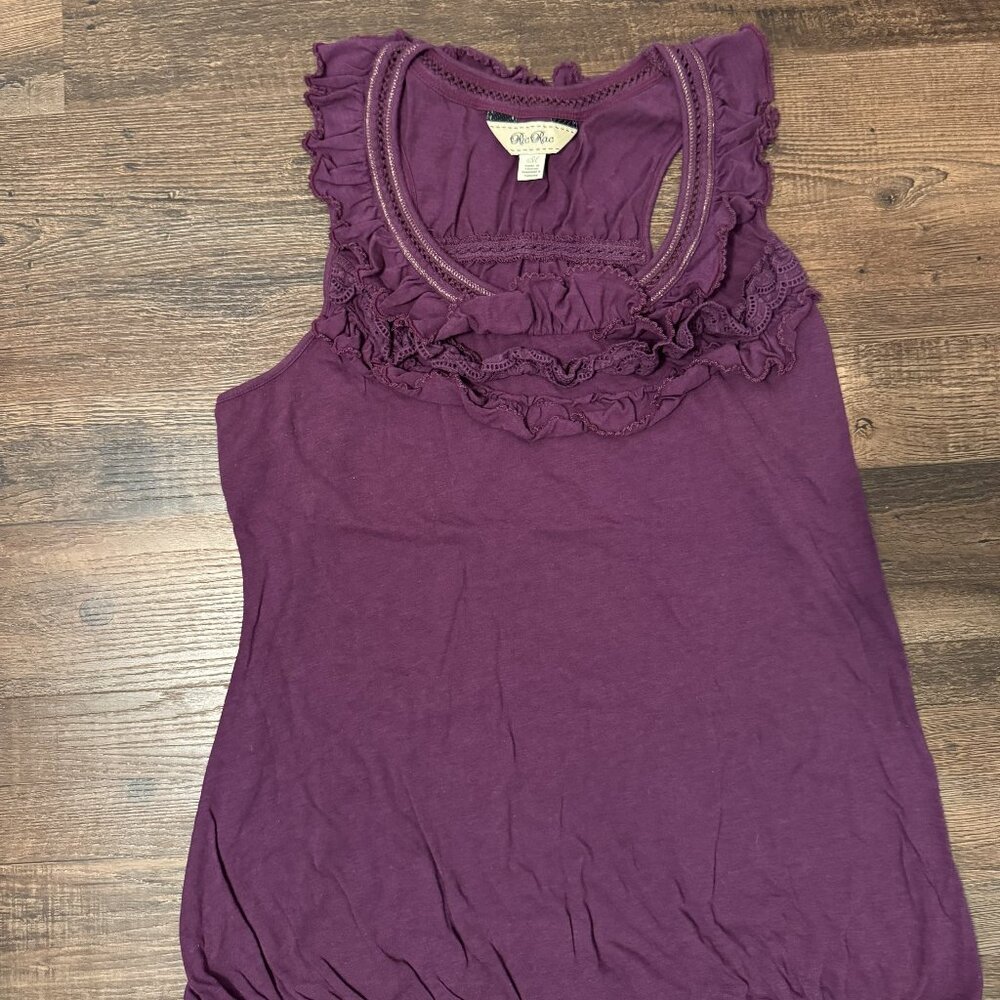 RicRac Anthropologie Maroon Women's Ruffle Tank M